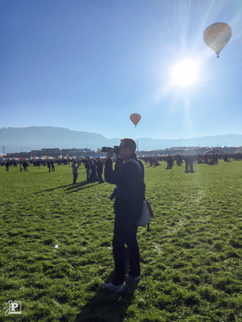 Photographer with hot-air balloons