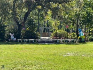 Easter decorations in a park